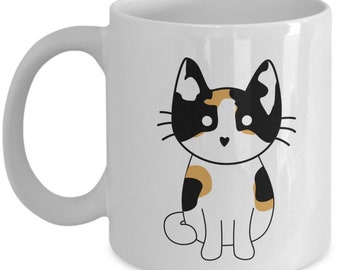 Calico Cat Coffee Mug - Calico Cat Mug - Funny Tea Hot Cocoa Cup - Novelty Birthday Christmas Anniversary Gag Gifts Idea