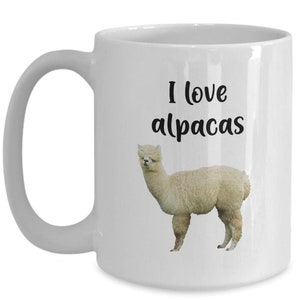 I Love Alpacas Mug - Funny Coffee Cup - Thank You Basket Gifts for Christmas Birthday Anniversary