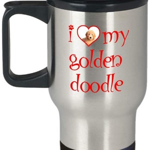 Taza de viaje Golden Doodle - Vaso aislado divertido - Regalos de cesta de agradecimiento para aniversario de cumpleaños de Navidad