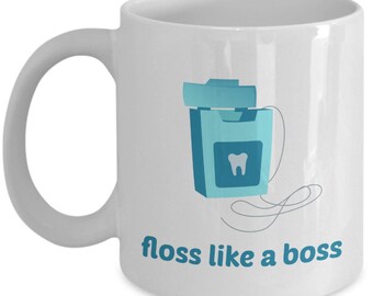 Floss Like A Boss Mug - Funny Tea Hot Cocoa Coffee Cup - Novelty Birthday Christmas Gag Gifts Idea
