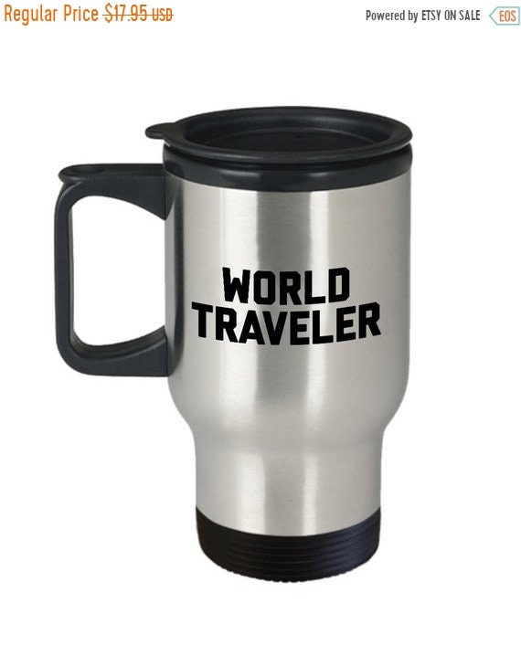 World Traveler Mug Travel Coffee Cup Best Men Women Ceramic Themed Gift for  Traveling 
