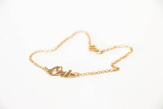 14k Gold Name Bracelet Childrens Name 14k Gold Bracelet Gold Etsy
