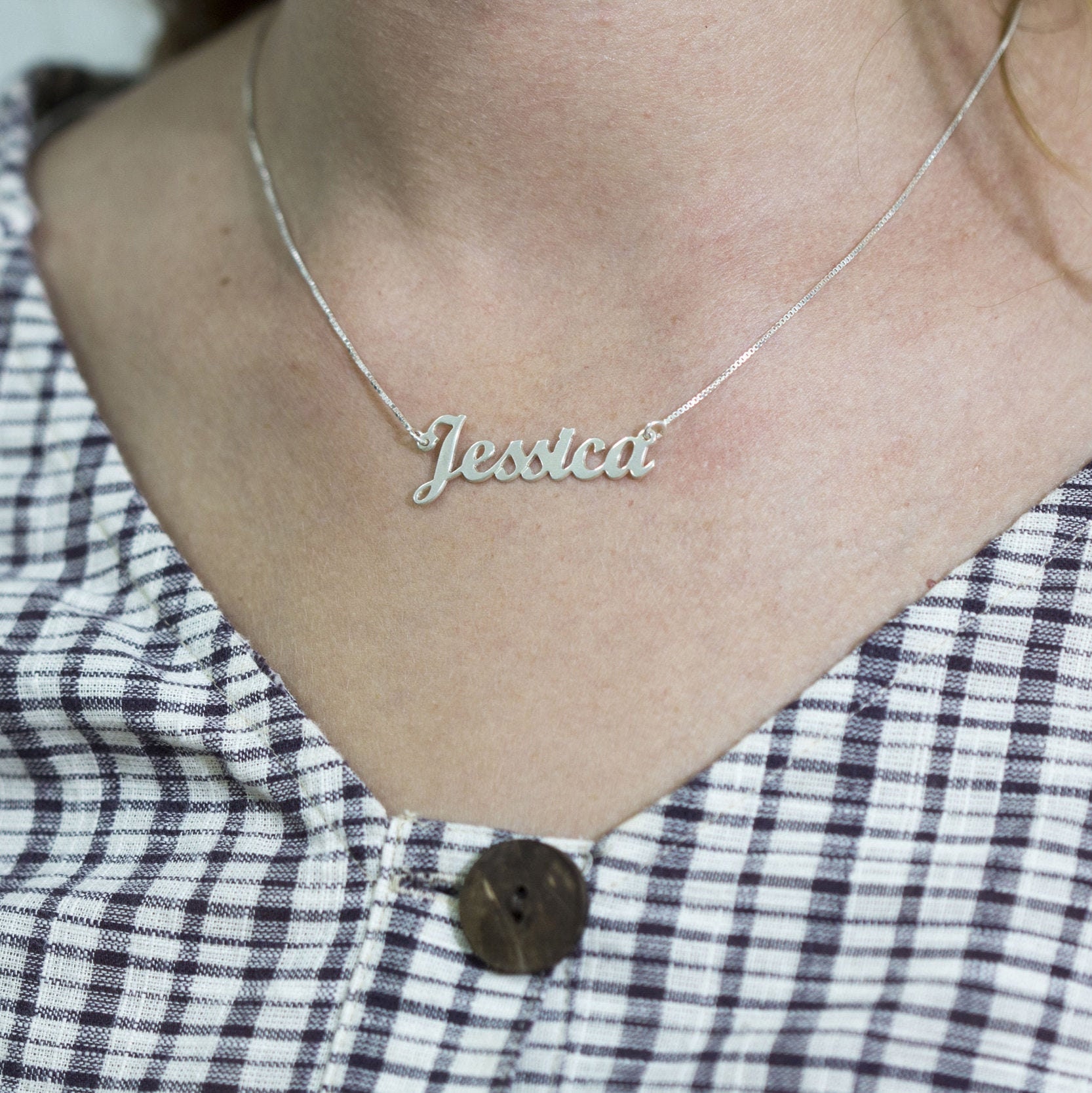 925 Sterling Silver Necklace With Name Personalized Etsy