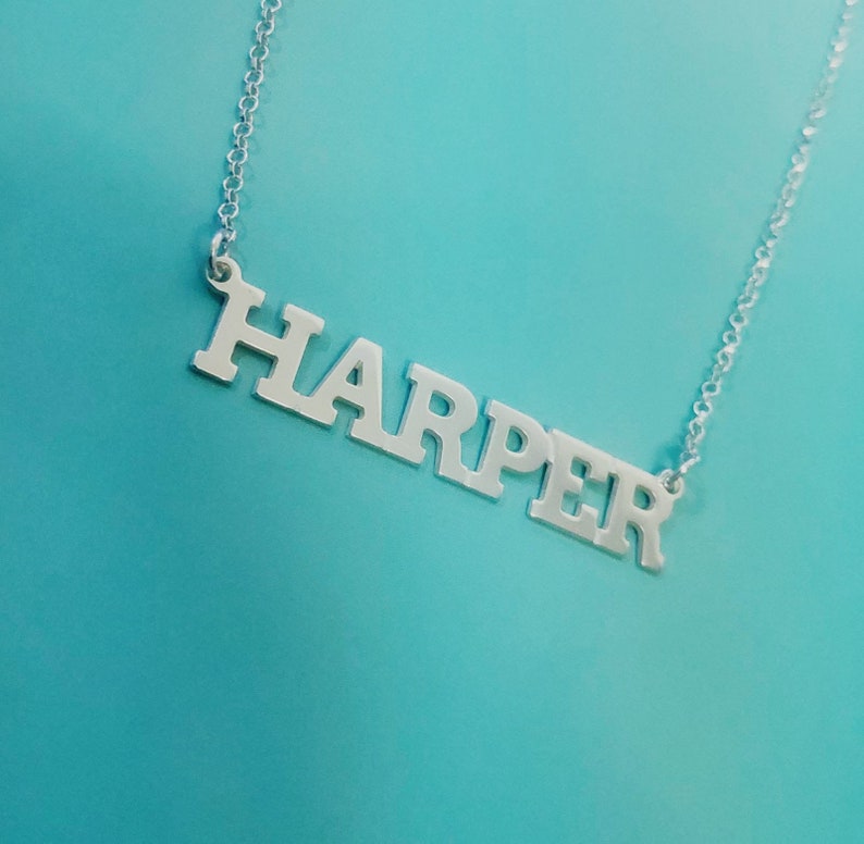 Sterling Silver Name Chain Personalized Nameplate All Caps Etsy
