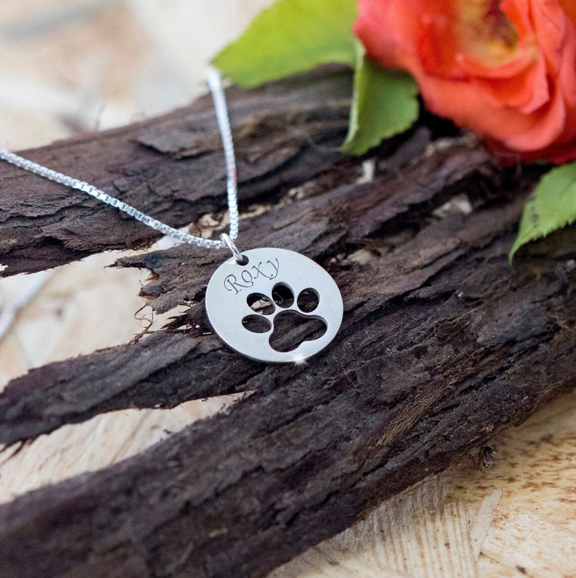 Custom Puppy Dog Paw Necklace 925 Sterling Silver/Stainless Steel Personlized Engraving Name Pet Paw Print Pendant Pet Lovers Forever In My Heart Memorial Jewelry Birthday Gifts For Women