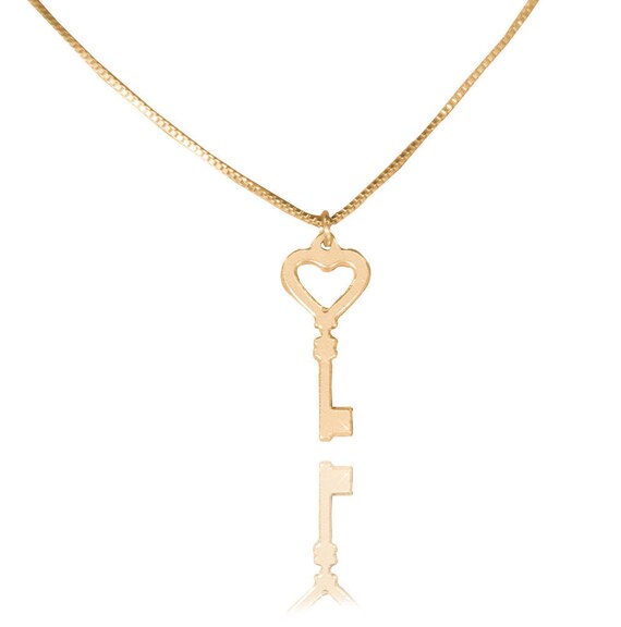 14k Gold Key Heart Necklace You Hold The To My Image 0