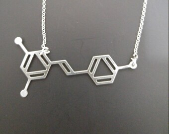 Resveratrol molecule necklace Resveratrol necklace gift for wine lover antioxidant necklace