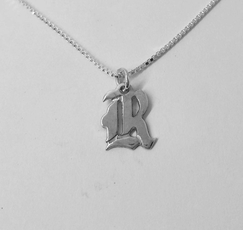 R Initial In Old English Charm Pendant Sterling Silver Image 0