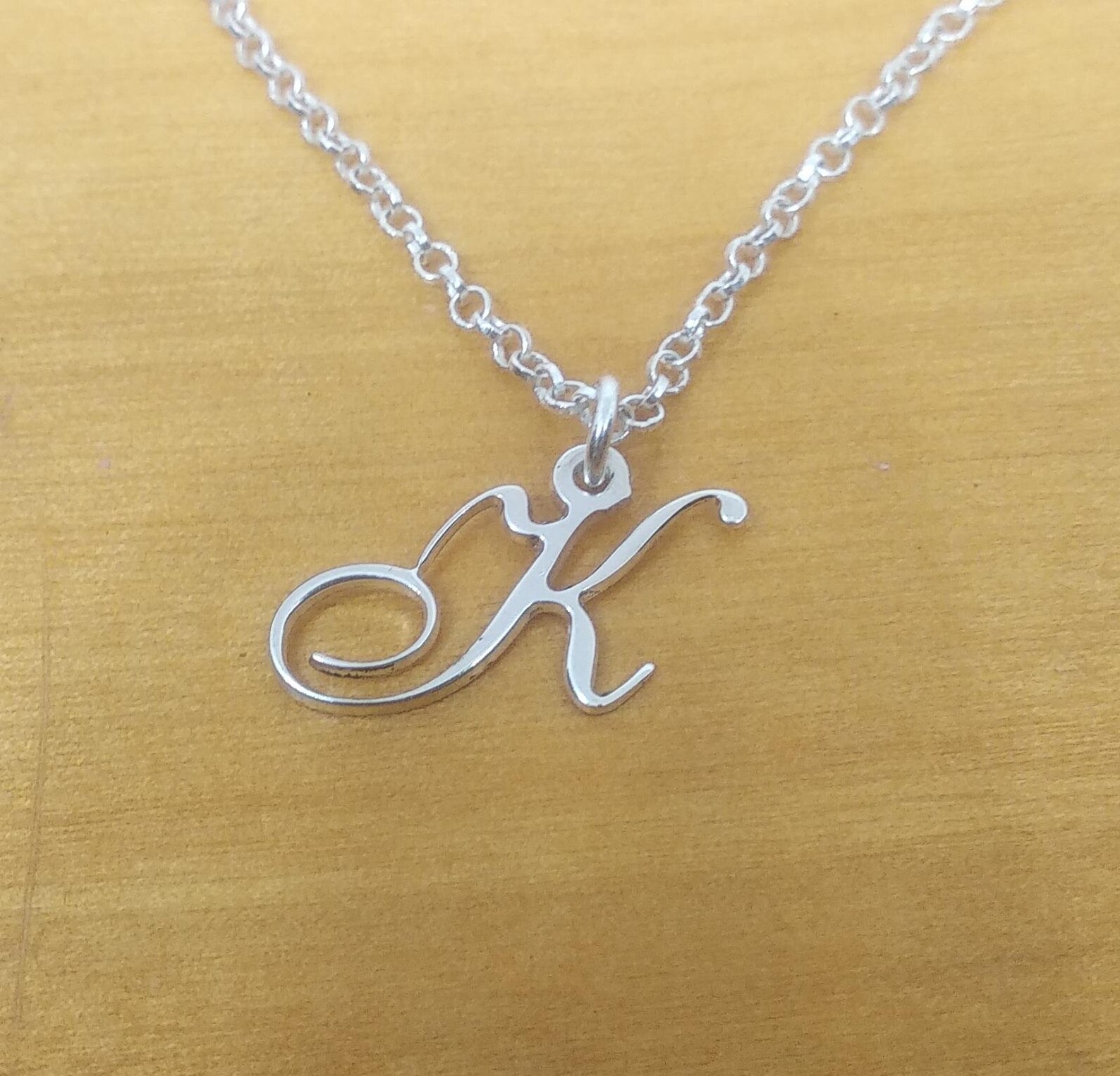 Sterling Silver Letter K Pendant Charm Bracelet Etsy