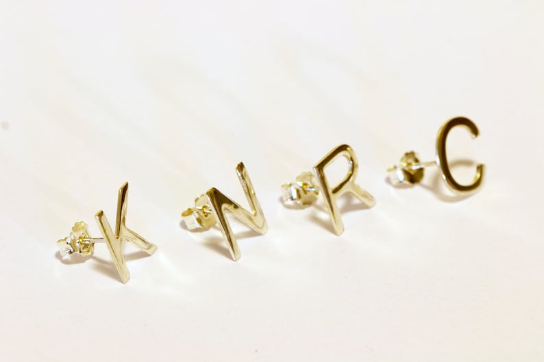 14K Gold initial stud earrings for women stud earrings for women gold birthday gift for friend Gift for Her Earrings