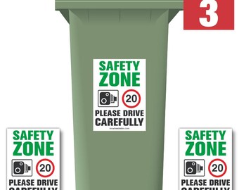 Safety Zone 20 mph Speed Reduction Wheelie Bin Stickers