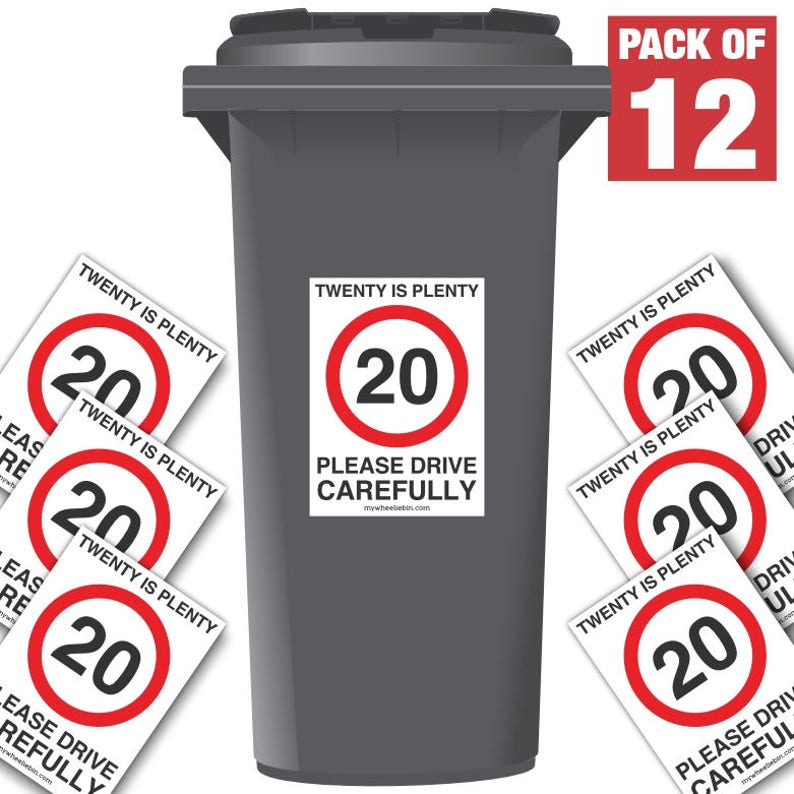 20 Is Plenty Speed Reduction Wheelie Bin Stickers image 3