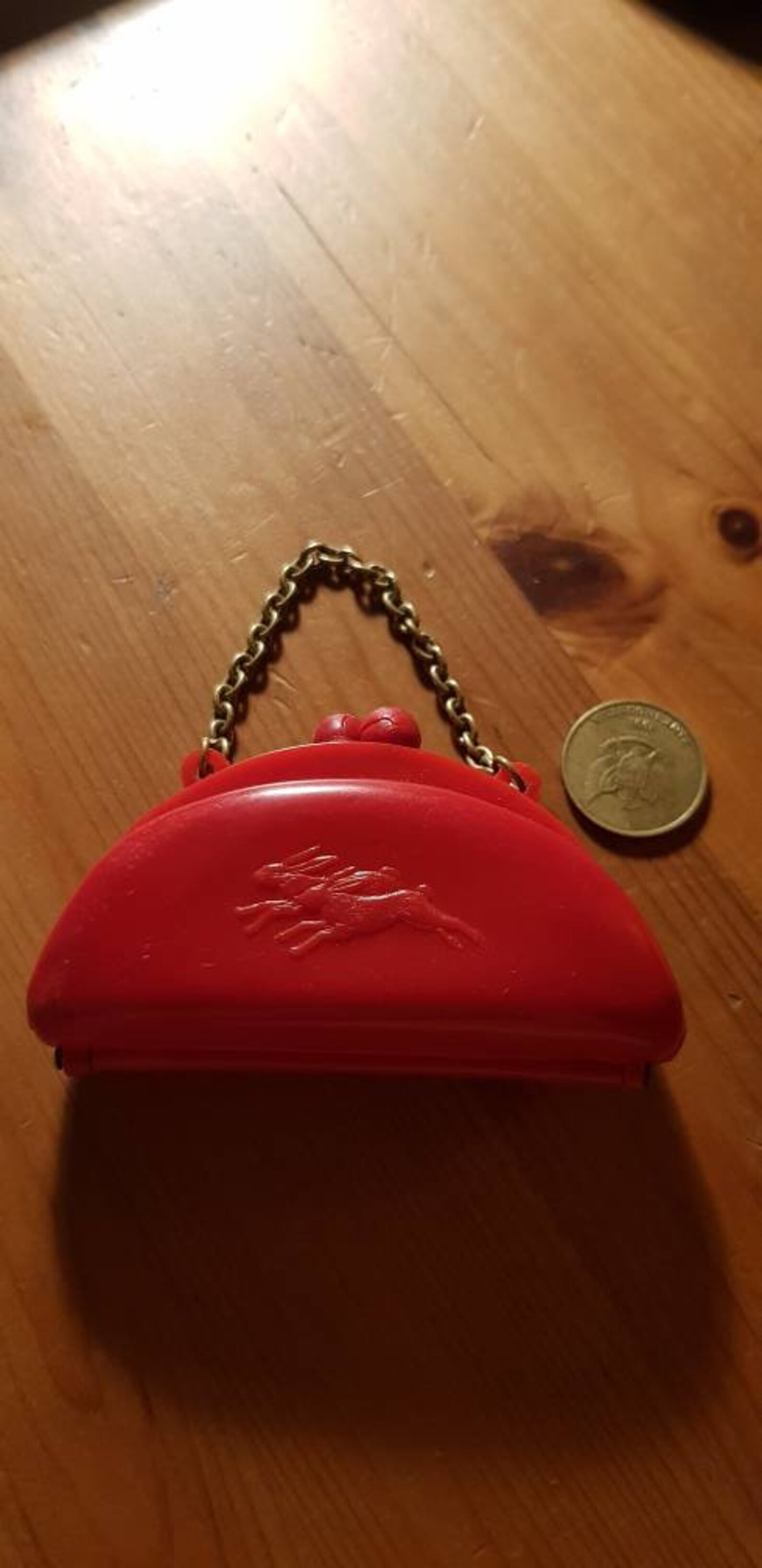 Vintage Mini Red Plastic Coin Purse With Chain and Two March Etsy