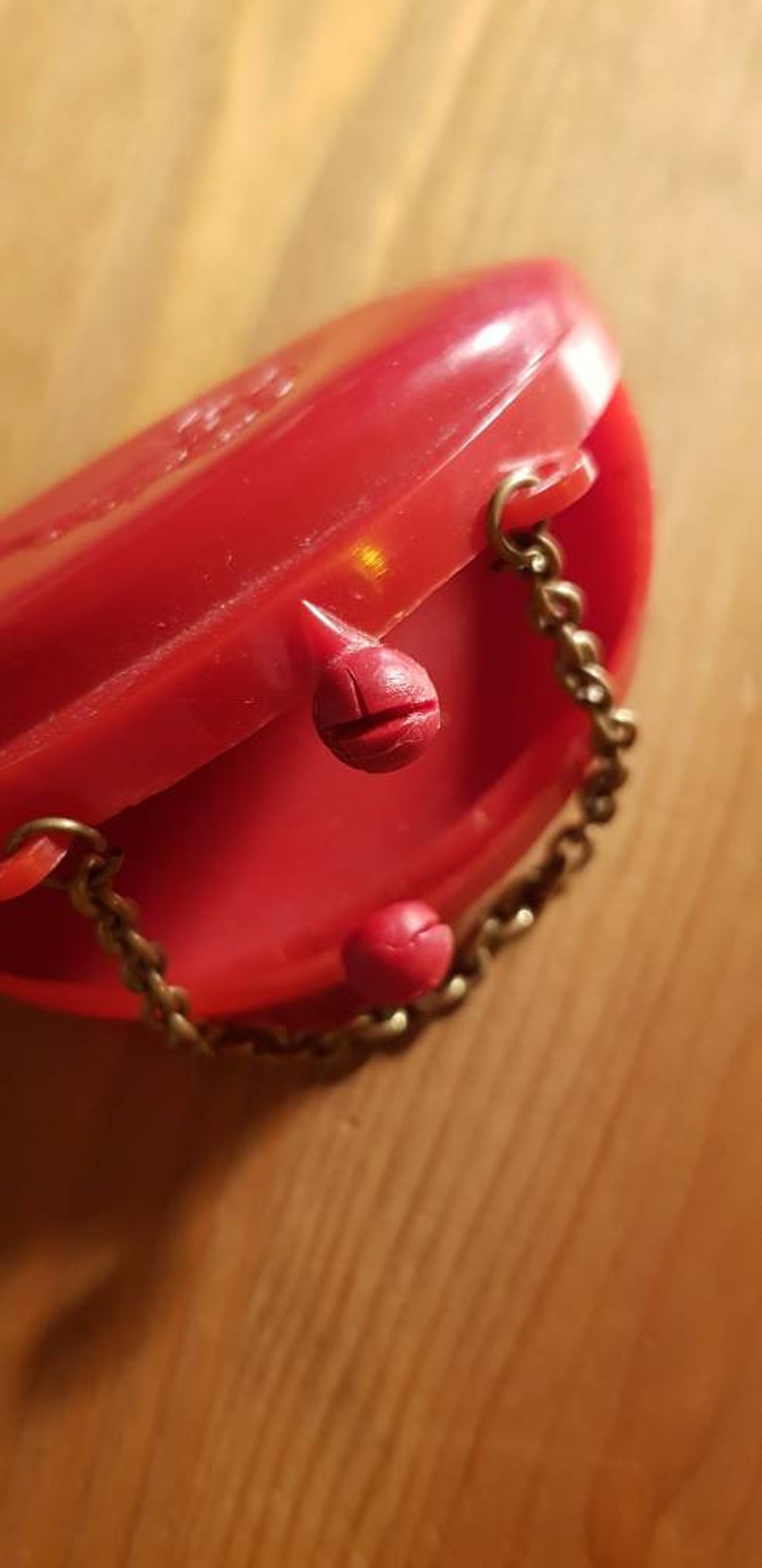 Vintage Mini Red Plastic Coin Purse With Chain and Two March Etsy
