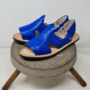 Exclusive Blue Mexican Huaraches for Men | Durable Rubber Sole | Authentic and Handmade from Mexico