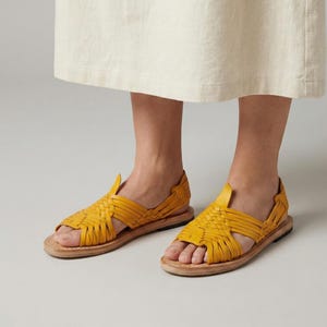 Pachuco Women's Huaraches in Corn Yellow - Unique Mexican Style - Handcrafted Footwear - Direct Shipping from Mexico image 1