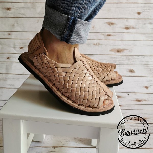 Open Toe Huaraches for Men | Natural Cow | Tire Sole and Nails | Authentic Mexican Tradition