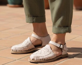 Huaraches cerrados para mujer, zapatos artesanales hechos en México