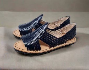 Handmade Huaraches for Men in Navy Blue - Unique and Comfortable Design