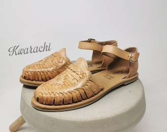 Huaraches con broche para mujer, sandalias mexicanas hechas a mano