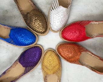Women's Metallic Colored Closed Toe Huaraches | Comfortable and Colorful Handmade Footwear