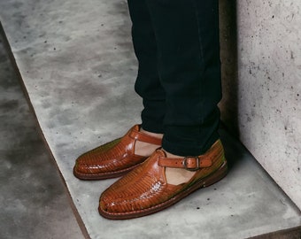 Huaraches pour hommes avec sangle, sandales à bout fermé. Fabriqué au Mexique