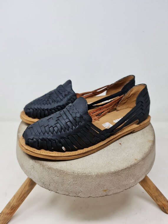 Huarache Sandal Woman, Black Mexican Huarache for Women
