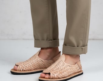 Huaraches de Punta Abierta para Hombre Vaqueta Natural Suela