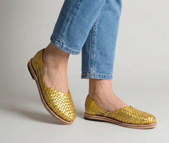 gold huaraches sandals