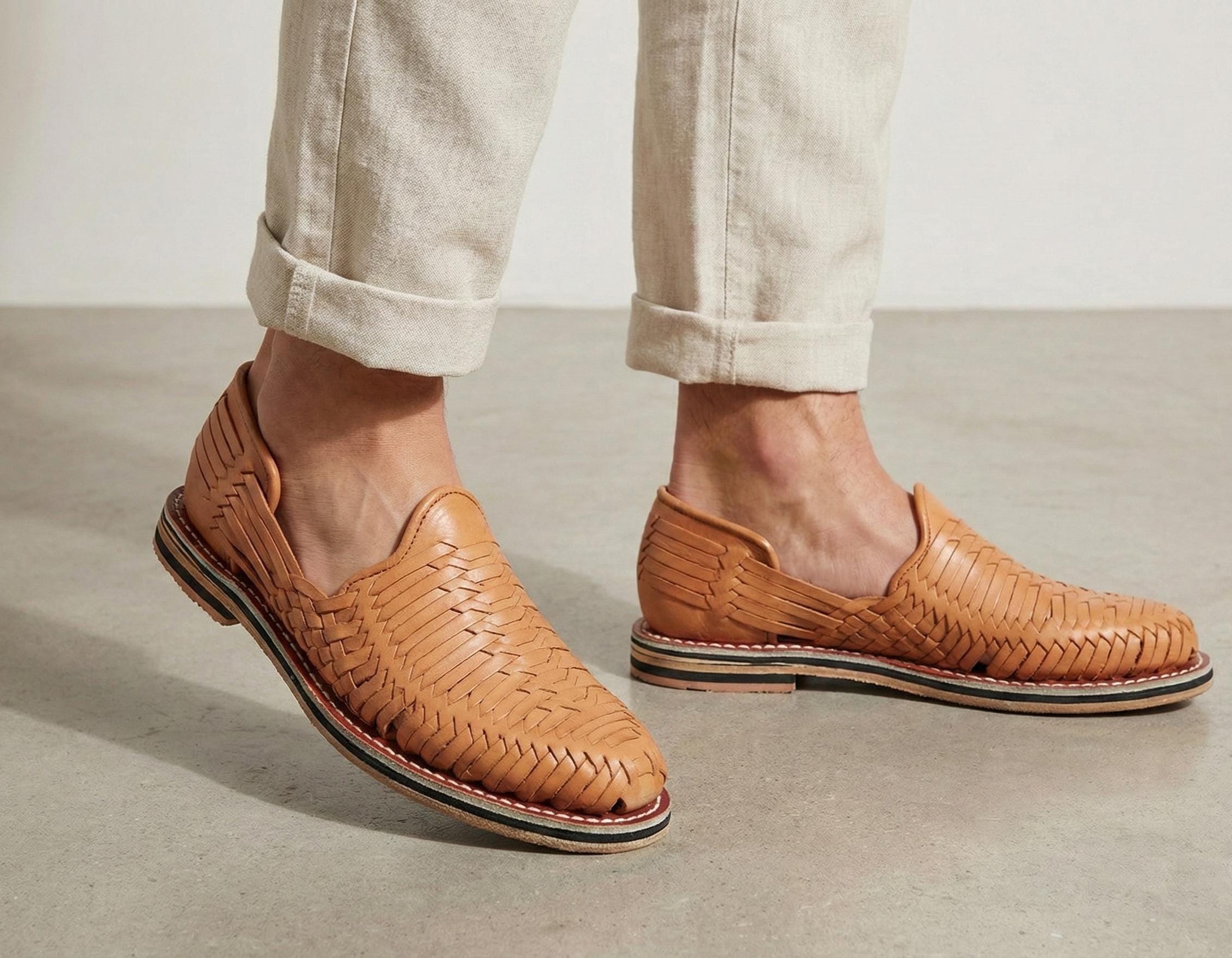 mens leather dress sandals MENS LEATHER MOCASSIN MEXICAN SHOE SANDALS – MexicanSandals.com main image 1