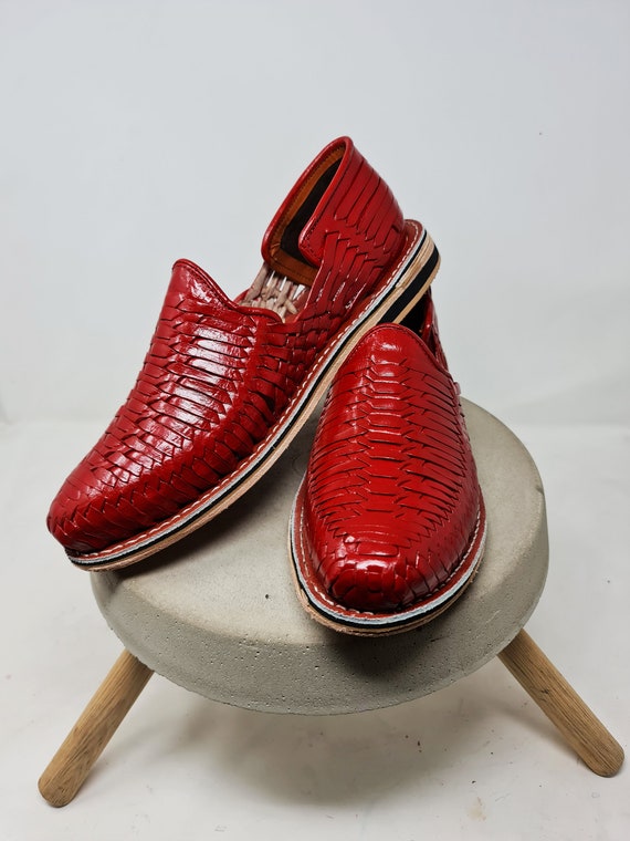 Huaraches mexicanos para hombre color rojo sandalias de cuero | Etsy België