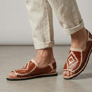 Mexican Huaraches for Men, Open Toe, Tire Sole, Hand Woven Leather, Backless Mule Slides, Handmade in Mexico