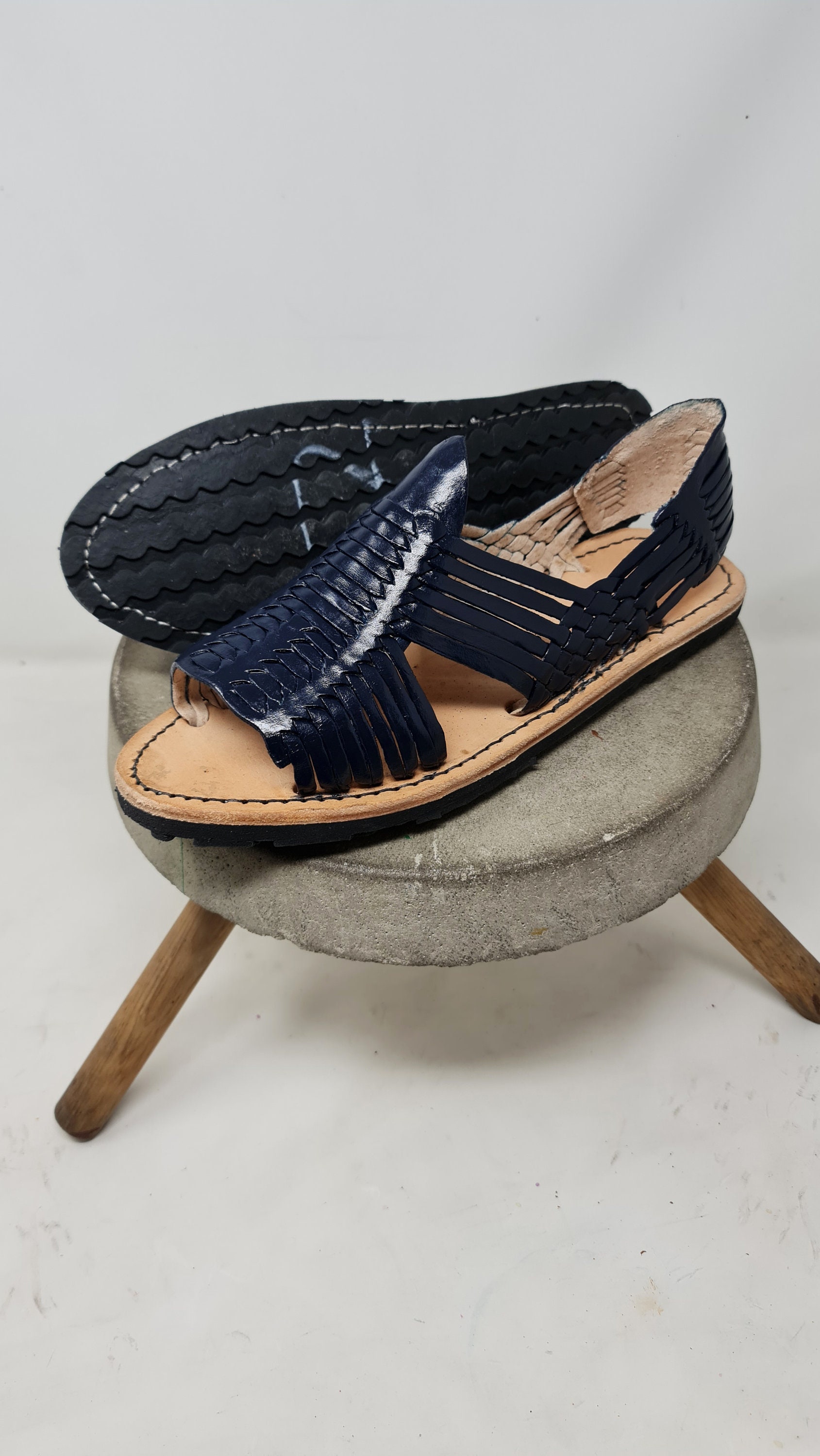 navy blue huarache sandals