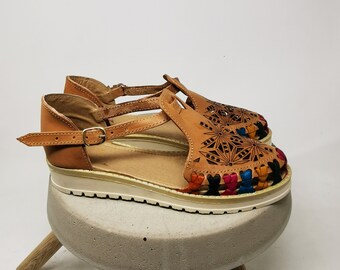 Huaraches mexicanos de cuero para mujer sandalias con suela | Etsy España