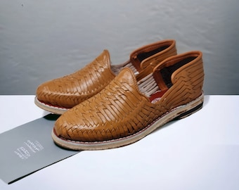 Men's Mexican Huaraches in Tan Satchel with Leather Sole | Shipped from Mexico