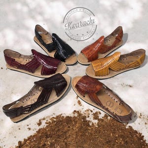 Mexican Handmade Huaraches for Men – Handmade Leather Footwear in Various Colors, Sizes 7-12 US, Traditional Sandals image 1