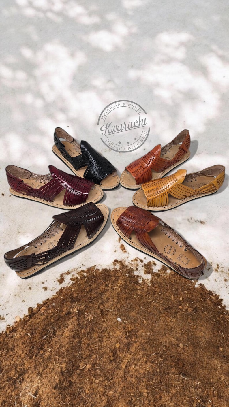 Mexican Handmade Huaraches for Men – Handmade Leather Footwear in Various Colors, Sizes 7-12 US, Traditional Sandals image 1