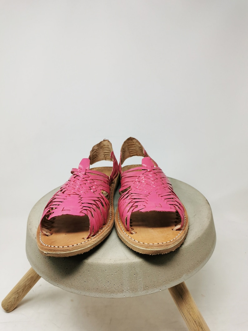 Pink huaraches for women leather sandals made in Mexico Etsy