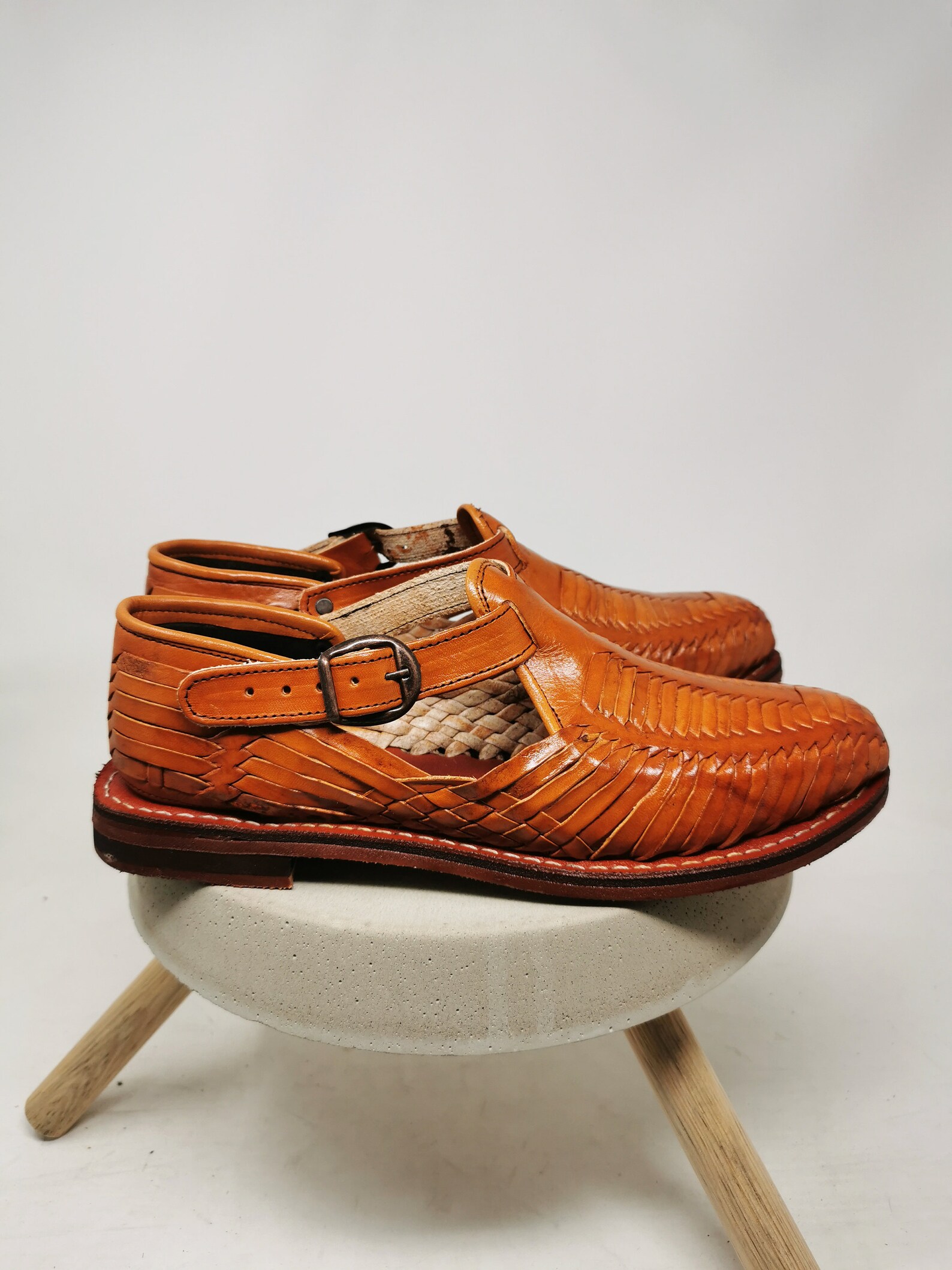 Men's Genuine Leather Mexican Huarache Sandals – Closed Toe, Western Style, The Western Shops