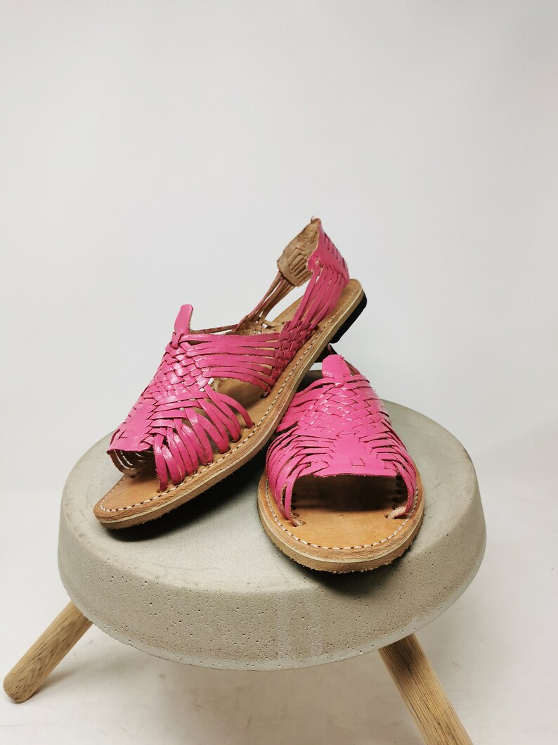 Pink huaraches for women leather sandals made in Mexico Etsy