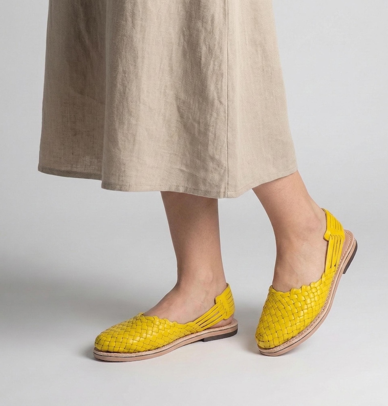 Women's Yellow Huaraches – Comfortable and Cool Sandals Sizes 5-10 US – Eye-Catching Summer Footwear image 1
