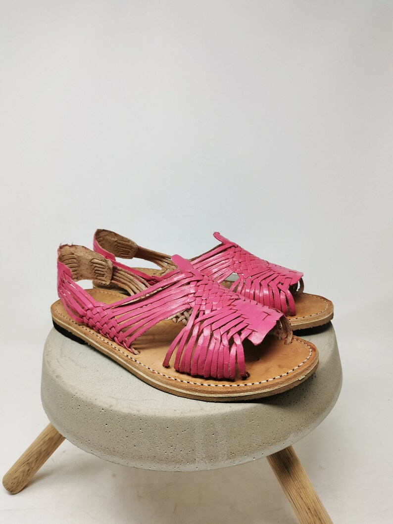 Pink huaraches for women leather sandals made in Mexico Etsy