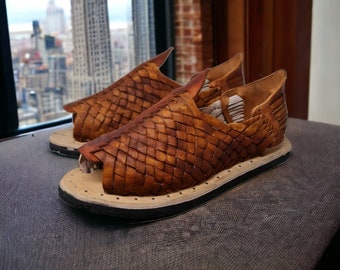 Vintage Brown Huaraches for Men, Matte Leather Finish | Handmade Mexican Leather Sandals | Artisan Summer Shoes