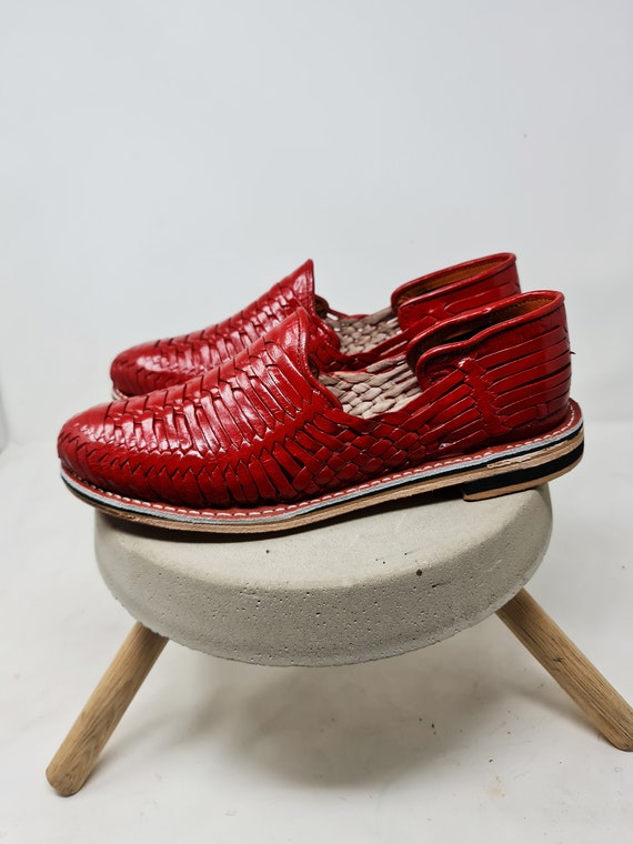 Huaraches mexicanos para hombre color rojo sandalias de cuero | Etsy España