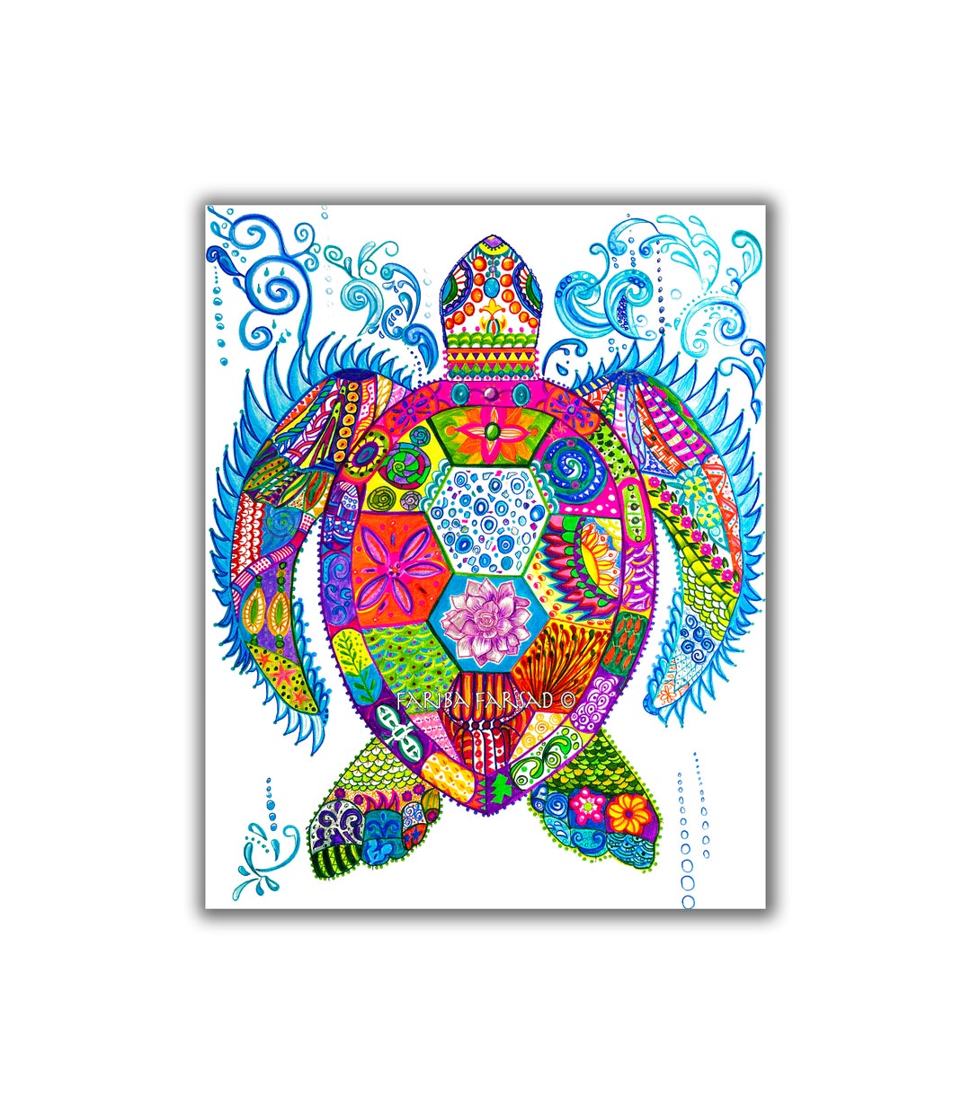 Sea Turtle Spirit Animal Abstract Art Painting Rolled Canvas Print ...