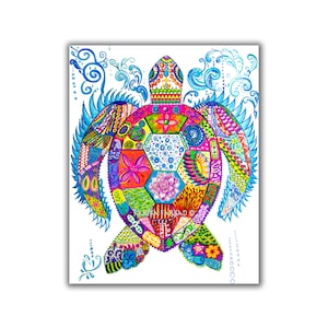 Sea Turtle Spirit Animal Abstract Art Painting Rolled Canvas Print ...