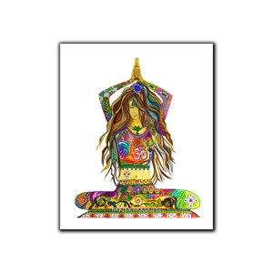 Bohemian Girl Print painting, Rolled Canvas Print, Meditation Room Decor, Large Abstract Wall Art, Yoga Studio Hanging Artwork,Fariba Farsad