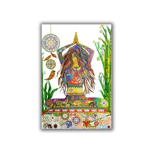 Yoga Art Print, on Canvas Framed  Painting, Canvas Painting, Zen Art, Meditation Room Decor, Yoga Studio Artwork, Yoga Girl Illustration