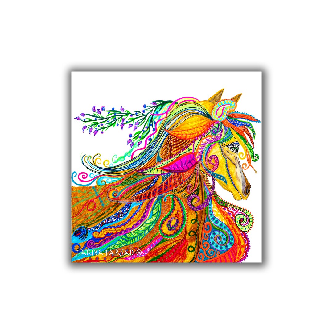 Abstract Colorful Horse Canvas Art Print Rolled Horse Wall Etsy Singapore
