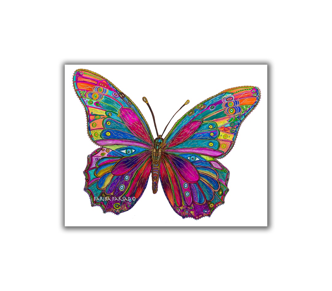 Abstract Colorful Butterfly Canvas Art Print, Rolled Butterfly Painting ...